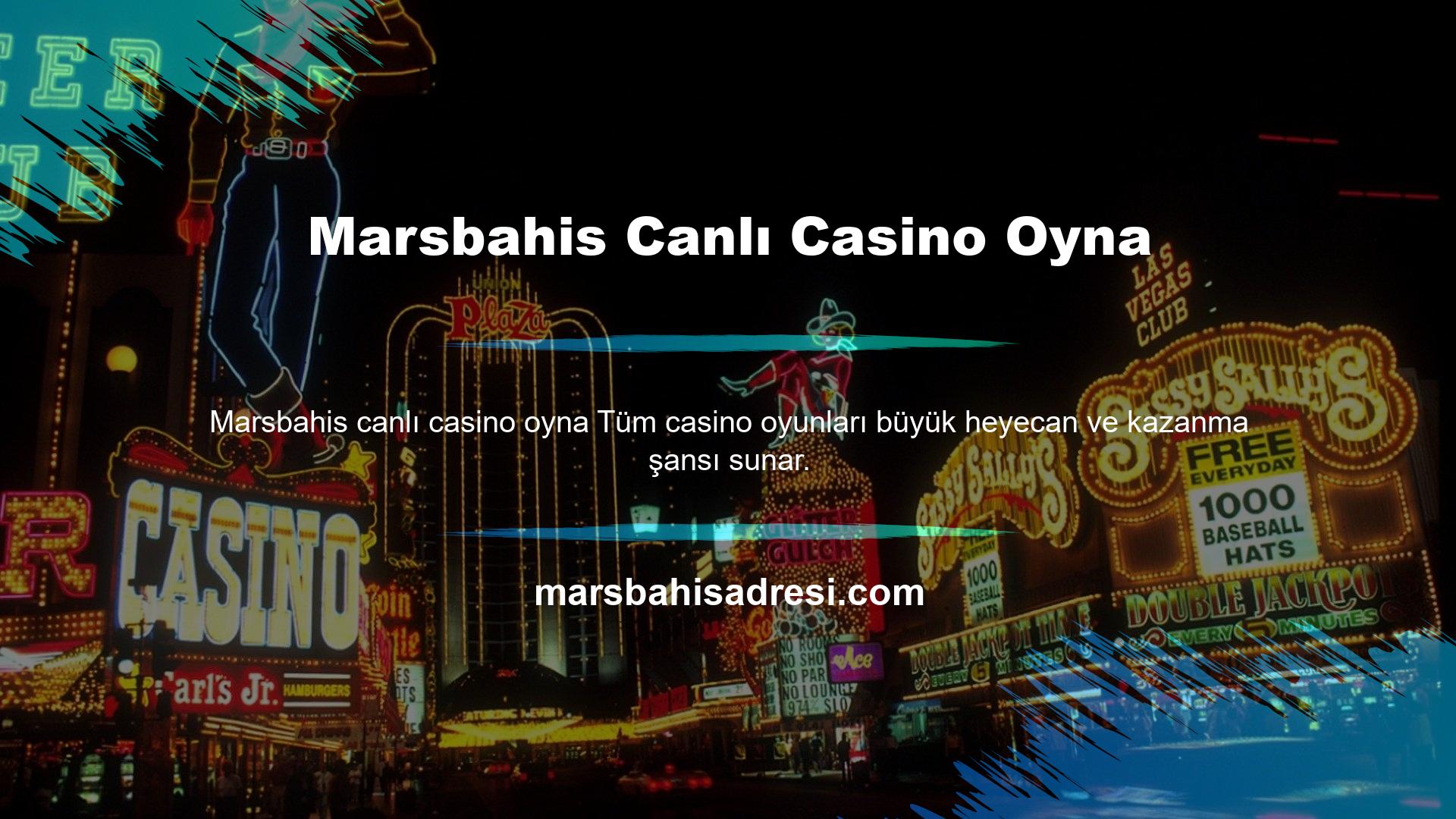 Casinodaki Marsbahis canlı casino oyna ve oynanış gerçek bir casinodaki ile aynıdır